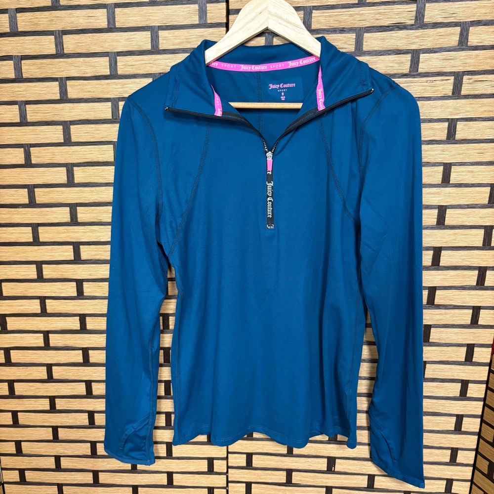 Juicy Couture Sport Teal Half Zip Run‎ Top Medium - Picture 2 of 8
